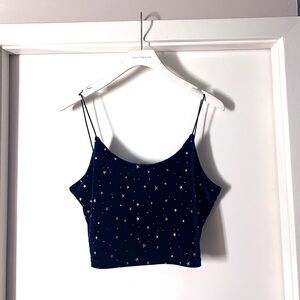 Blue Velvet Star Celestial Crop Top